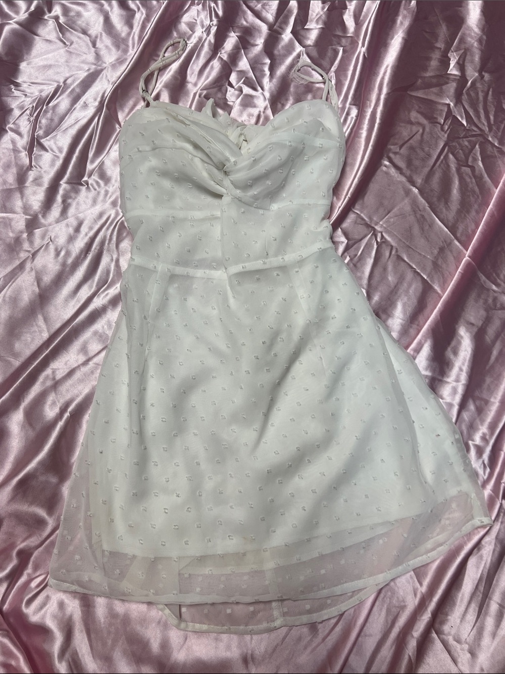 Lucy in the Sky White Swiss Dot Spaghetti Strap Mini Dress
